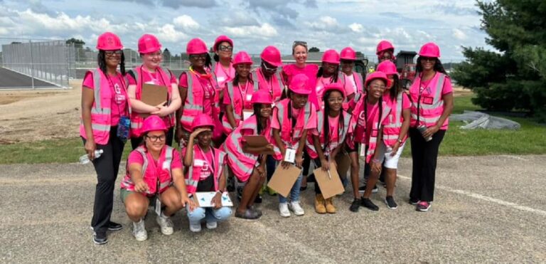 girls build group photo